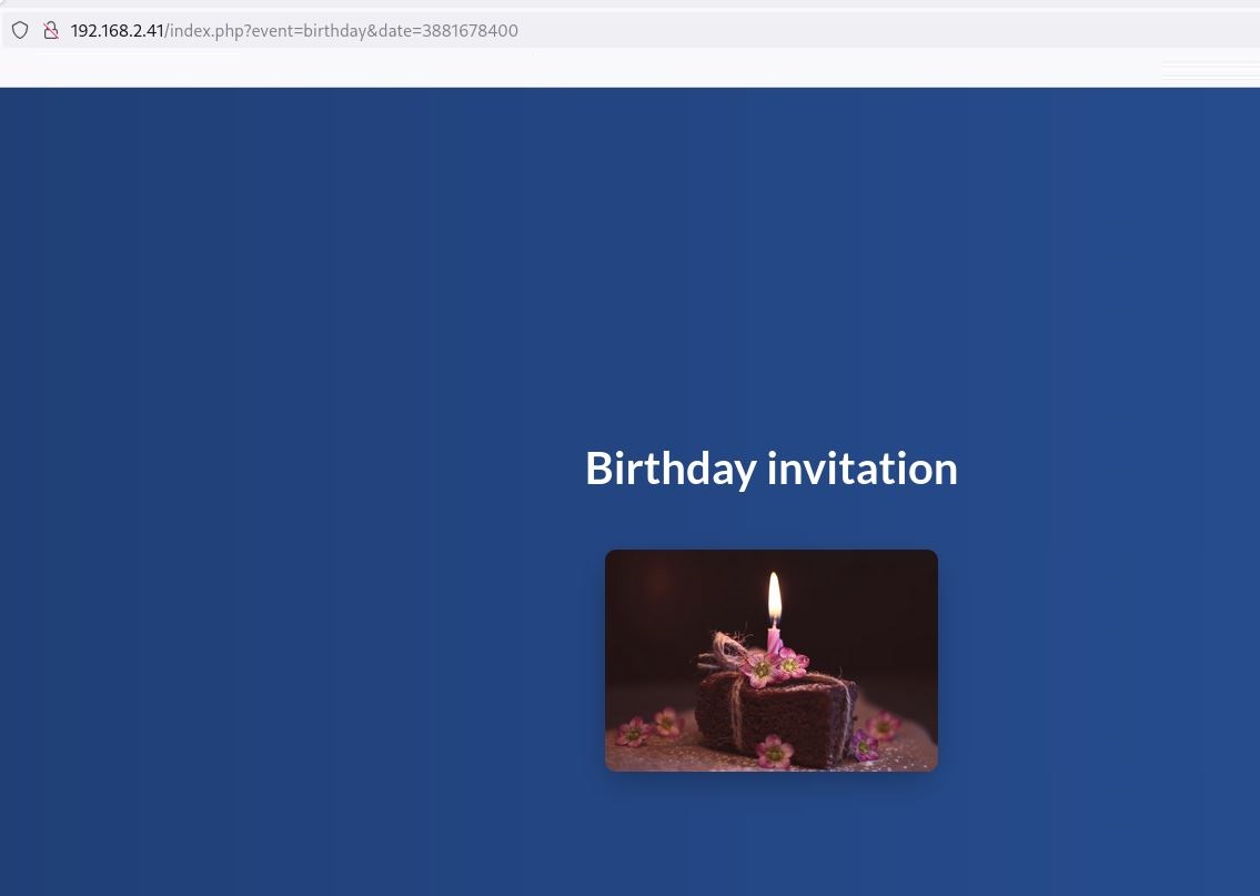 Ein Bild einer brennenden Kerze auf blauem Hintergrund ohne Text, außer der Überschrift 'Birthday invitation' darüber.