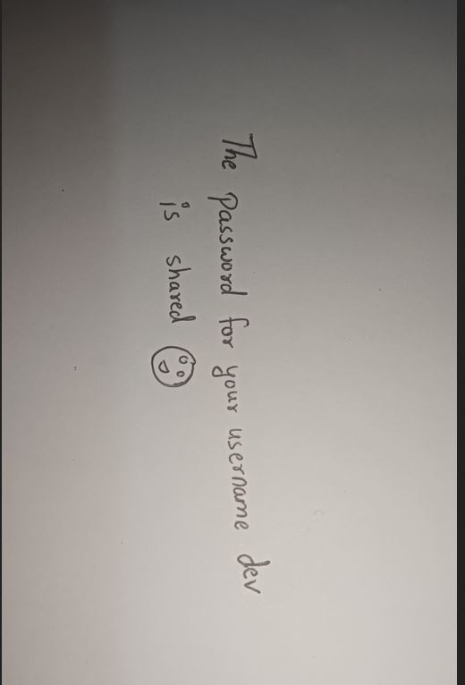 Bild mit Anmeldeinformationen für den Benutzer dev