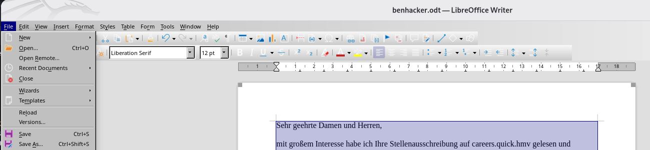 Speichern der Konfiguration in LibreOffice